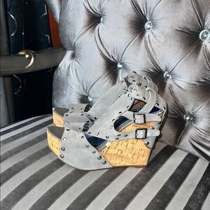 ✨ STUNNING LUICHINY STUDDED SUEDE LUXURY WEDGES ✨